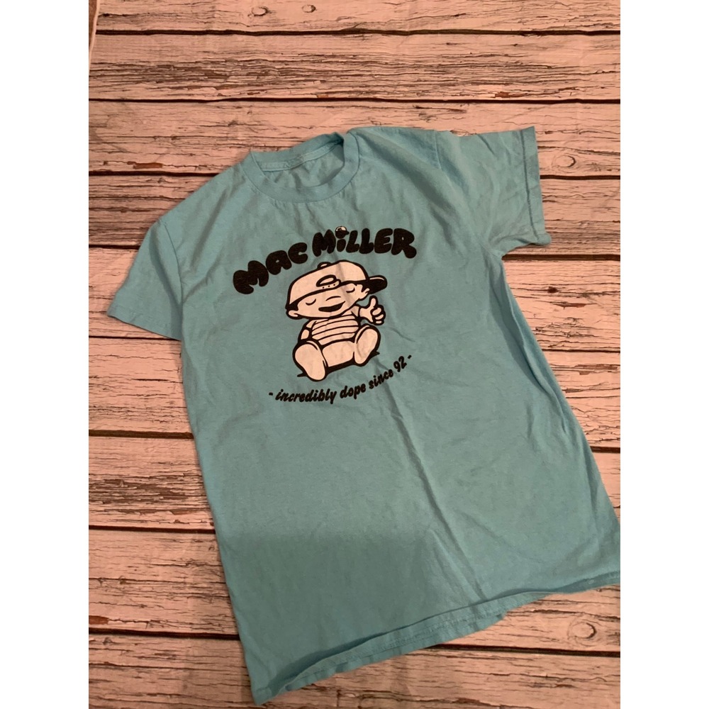 Mac Miller Incredibly Dope Since 92 Graphic T-Shirt Light Blue Small  Tee